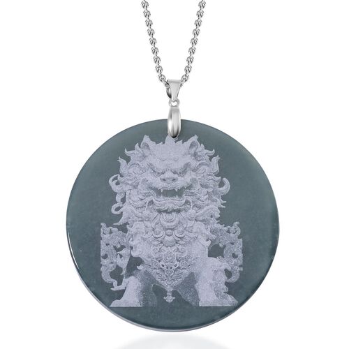 Natürlicher Olmek Jadeit Löwe-Anhänger mit 50cm Kette - 190 ct. image number 0