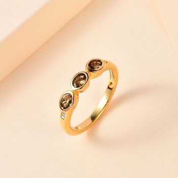 AA nat&uuml;rlicher, goldener Tansanit und Diamant-Ring - 0,52 ct.