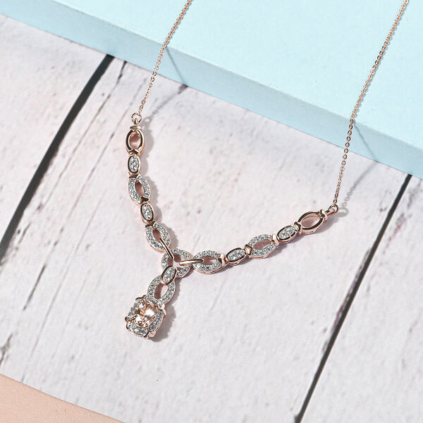 Morganit und wei&szlig;e Zirkon-Halskette, ca. 45 cm, 925 Silber Ros&eacute;gold Vermeil ca. 1,52 ct image number 3