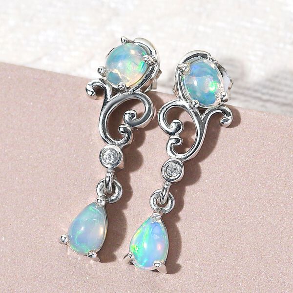 Nat&uuml;rliche, &auml;thiopische Opal-Ohrringe, 925 Silber platiniert ca. 1,07 ct image number 2