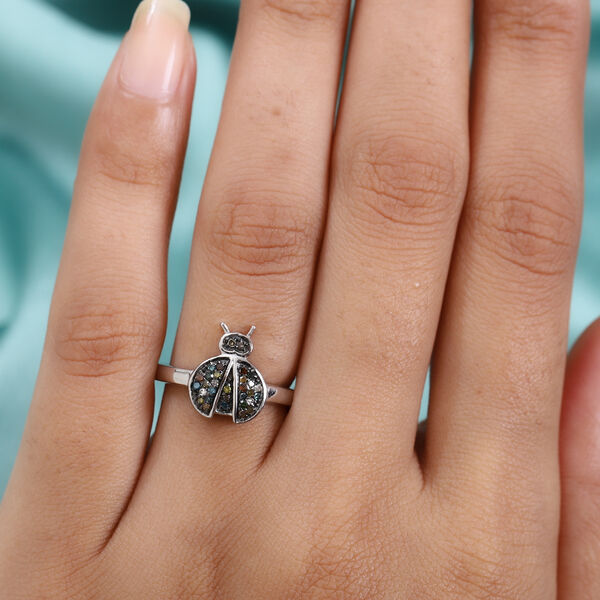 Blauer Diamant I4, Natürlicher Champagner Diamant Ring 925 Silber Platin-Überlagerung ca. 0,19 ct. image number 3