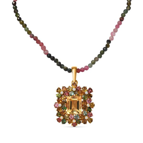 Citrin und mehrfarbige Turmalin-Halskette 45 cm - 42,96 ct.