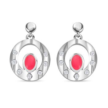 AA Rosa, &auml;thiopischer Welo Opal, Wei&szlig;er Zirkon Ohrringe, 925 Silber platiniert, ca. 0.58 ct