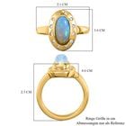 Natürlicher, äthiopischer Opal und weißer Zirkon-Ring, 925 Silber vergoldet  ca. 1,17 ct image number 5