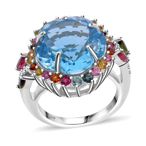 AA Blau Topas, Multi-Turmalin und Zirkon Ring - 14,15 ct. image number 3