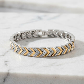 Wei&szlig;es Zirkonia 19cm zweifarbiges Armband