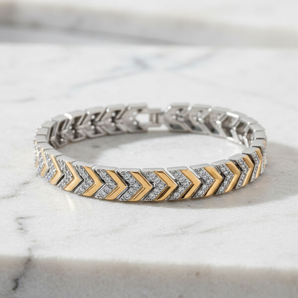 Wei&szlig;es Zirkonia 19cm zweifarbiges Armband image number 1