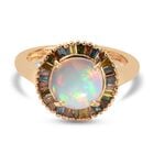 Natürlicher, äthiopischer Opal und mehrfarbiger Diamant-Ring, 925 Silber Gelbgold Vermeil  ca. 1,70 ct image number 0