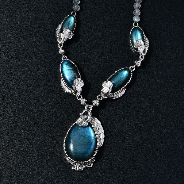 AAA Labradorit Halskette, ca. 45 cm, ca. 87. 59 ct. image number 2