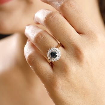 AAA Australischer-Saphir, Wei&szlig;er Diamant Ring 585 Gold (Gr&ouml;&szlig;e 18.00) ca. 1,82 ct