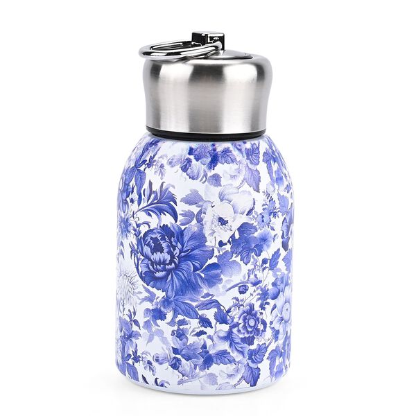 LIVMORE - Isolierflasche aus 316L Edelstahl mit Doppelwand und Blumenmotiv, Blau, f&uuml;r hei&szlig;e und kalte Getr&auml;nke, 260 ml image number 6