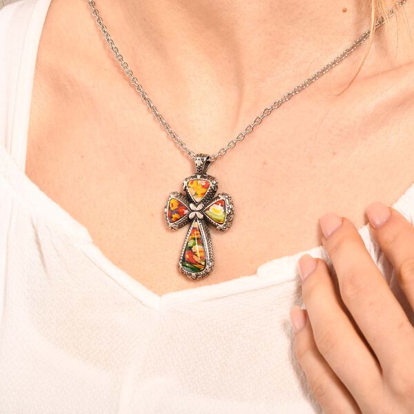 Kreuz 60cm Halskette im Murano-Stil image number 9