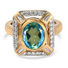 Pfau Triplett Quarz und Zirkon Ring 925 Silber vergoldet (Größe 16.00)