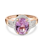 AAA Martha Rocha Kunzit und weißer Diamant-Ring, I2-I3 G-H, 585 Roségold (Größe 17.00) ca. 3,95 ct