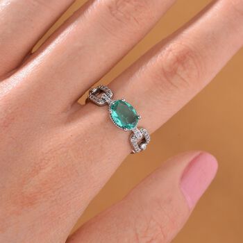 Gr&uuml;ner Zirkonia, Wei&szlig;er Zirkonia Ring Messing (Gr&ouml;&szlig;e 17.00)