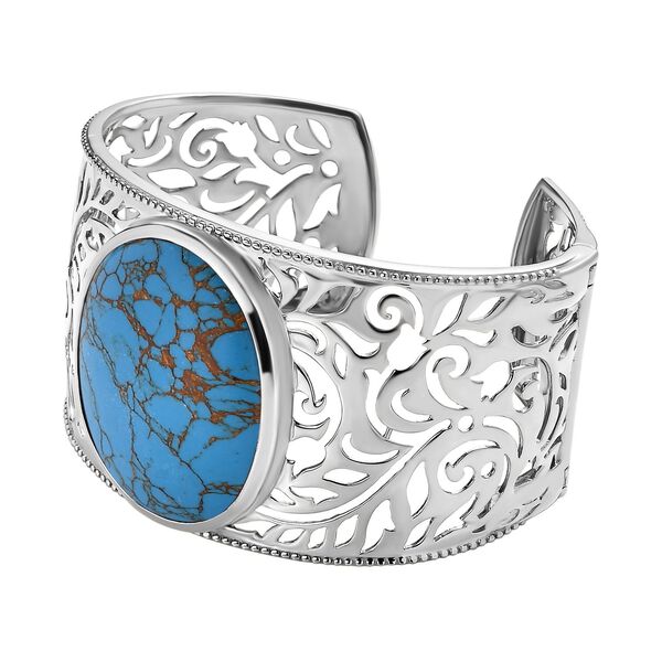 Blaues T&uuml;rkis Armreif, ca. 19 cm, platiniert ca. 56.79 ct image number 4