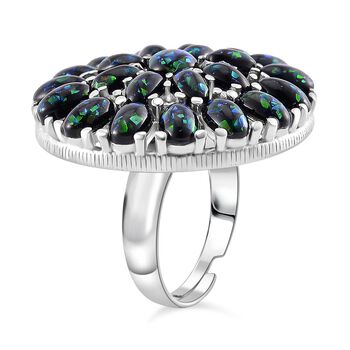 Simulierter schwarzer Opal Ring, flexibel (Gr&ouml;&szlig;e 17.00-19.00), 316L Edelstahl