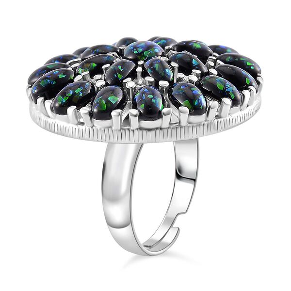 Simulierter schwarzer Opal Ring, flexibel (Gr&ouml;&szlig;e 17.00-19.00), 316L Edelstahl image number 3