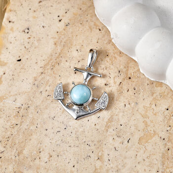 D'Joy Larimar, Wei&szlig;er Zirkon Anh&auml;nger 925 Silber Platiniert ca. 1,89 ct.