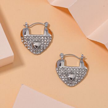 Wei&szlig;er Kristall Herzf&ouml;rmige Ohrringe, Reiner Edelstahl