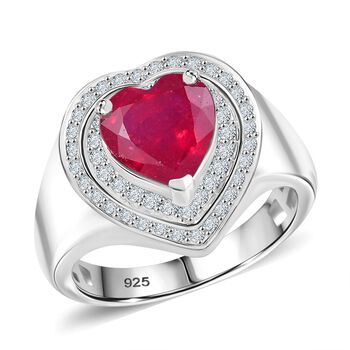 Afrikanischer Rubin  und Zirkon Ring - 3,24 ct.