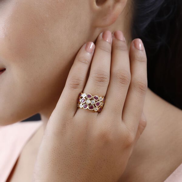 Afrikanischer Rubin und Zirkon-Ring - 3,14 ct. image number 3