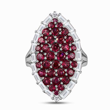 Rhodolith Granat Ring, 925 Silber platiniert (Gr&ouml;&szlig;e 16.00) ca. 5,12 ct