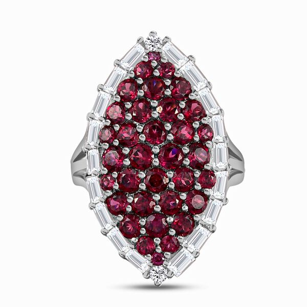 Rhodolith Granat und wei&szlig;er Topas-Ring - 5,12 ct.