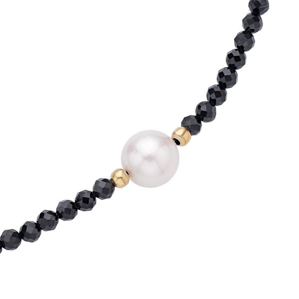 Edison Perle, schwarzer Spinell, Halskette, ca. 45 cm, Edelstahl, IP-Gelbbeschichtung, ca. 49,00 ct image number 3