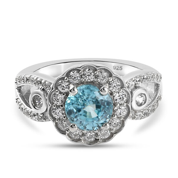 Kambodschanischer, blauer und weißer Zirkon-Ring, 925 Silber platiniert  ca. 2,48 ct image number 6