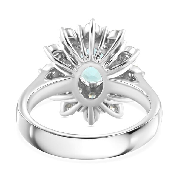 CHAIRMAN VAULT COLLECTION - AAAA Paraiba Turmalin, Weißer Diamant Ring, zertifiziert und geprüft, 950 Platin (Größe 17.00) ca. 2.50 ct image number 4