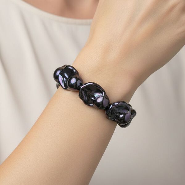 Flexibles pfaufarbenes Fancy Muschelkernperle Armband image number 3