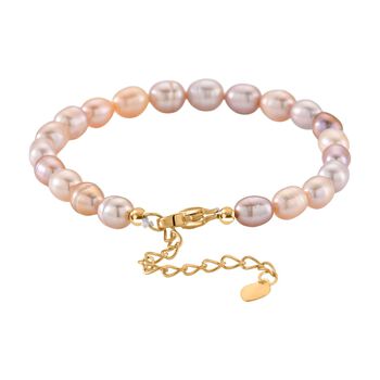 Mehrfarbiges S&uuml;&szlig;wasser Perle Armband in Goldton