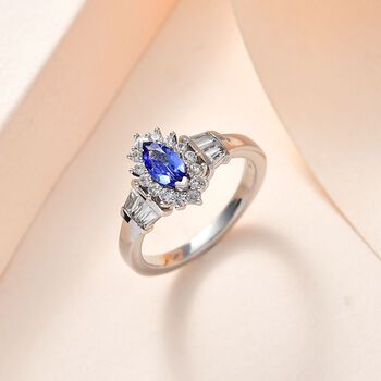 AAA Tansanit und Zirkon Ring - 1,13 ct.