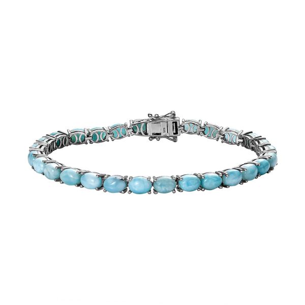 Larimar Armband, ca. 20 cm 925 Silber platiniert ca. 23.92 ct