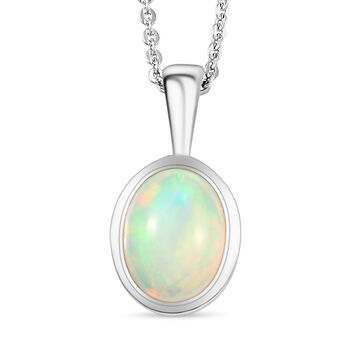 Nat&uuml;rlicher, &auml;thiopischer Opal Anh&auml;nger mit Kette, 2er Set, ca. 50 cm, 925 Silber platiniert ca. 1,33 ct