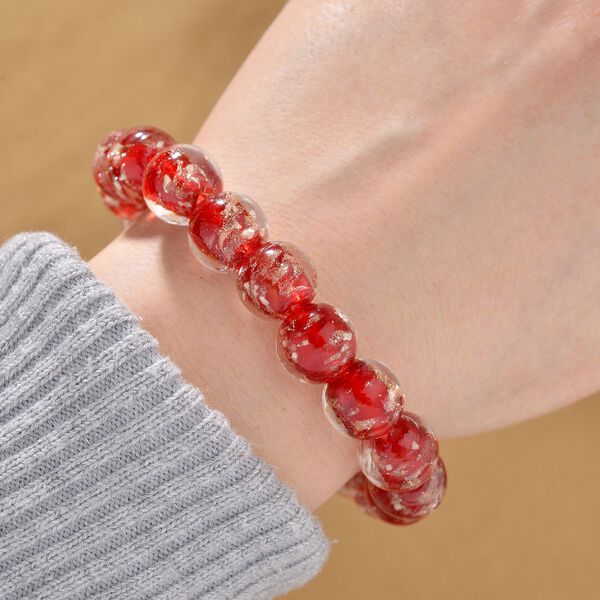 Flexibles rotes Armband im Murano-Stil image number 1