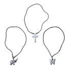 3er Set Hämatit Halsketten mit Elefant, Schmetterling und Kreuz ca. 727.65 ct