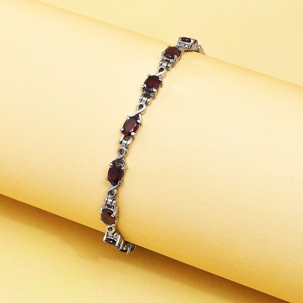 Rotes Granat Armband, ca. 19 cm, Edelstahl, ca. 5.23 ct image number 2