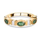 AA Gemfields Smaragd, Wei&szlig;er Zirkon Ring, 925 Silber Gelbgold Vermeil (Gr&ouml;&szlig;e 21.00) ca. 1.16 ct