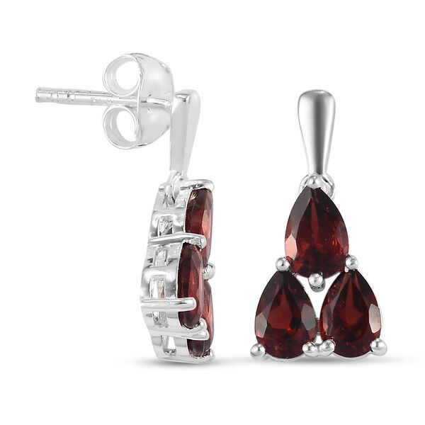 Rote Granat-Ohrringe, 925 Silber ca. 3,13 ct image number 4