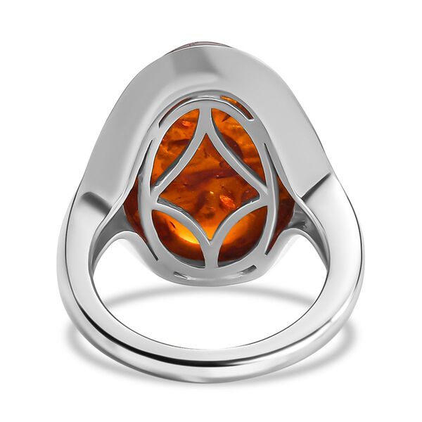 Natürlicher baltischer Bernstein Ring, 925 Silber rhodiniert, (Größe 17.00) image number 6