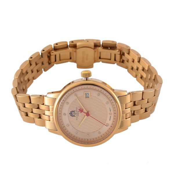 William Hunt &ndash; Schweizer Uhrwerk, Saphirglas, Wei&szlig;er Zirkonia, Edelstahlarmband 19 cm, Ros&eacute;-Bicolor image number 4