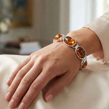 AA Nat&uuml;rliches Bernstein Armband, ca. 19 cm 925 Silber Sandgestrahlt