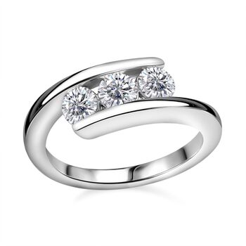 Moissanit Ring, 925 Silber rhodiniert - 0,67 ct.