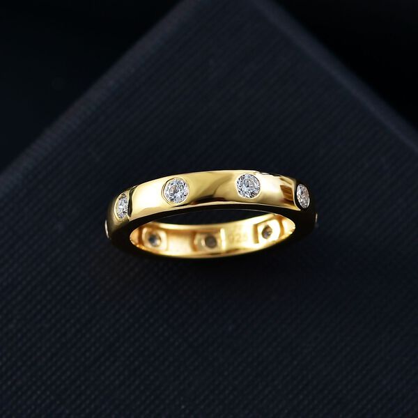 J Francis gefertigt mit SWAROVSKI- Swarovski Zirkonia Bandring, 925 Silber 750 Gelbgold Vermeil image number 2