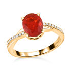 ILIANA AAA Mexikanischer Kirschfeuer-Opal und Diamant SI G-H Ring 750 Gelbgold  ca. 1,08 ct image number 0