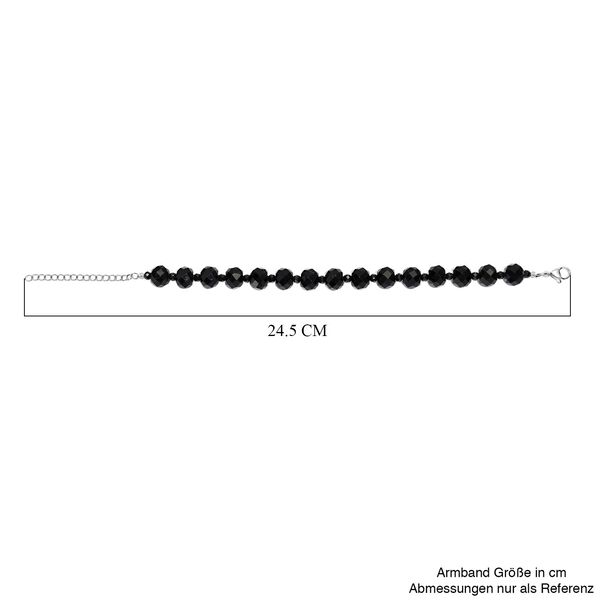Schwarzes Glasachat und schwarzes Spinell 19cm Armband - 90 ct. image number 5
