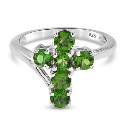 Natürlicher Chromdiopsid Ring 925 Silber platiniert (Größe 16.00) ca. 1,15 ct