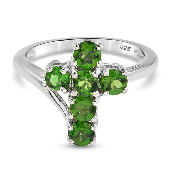 Nat&uuml;rlicher Chromdiopsid Ring 925 Silber platiniert  ca. 1,15 ct